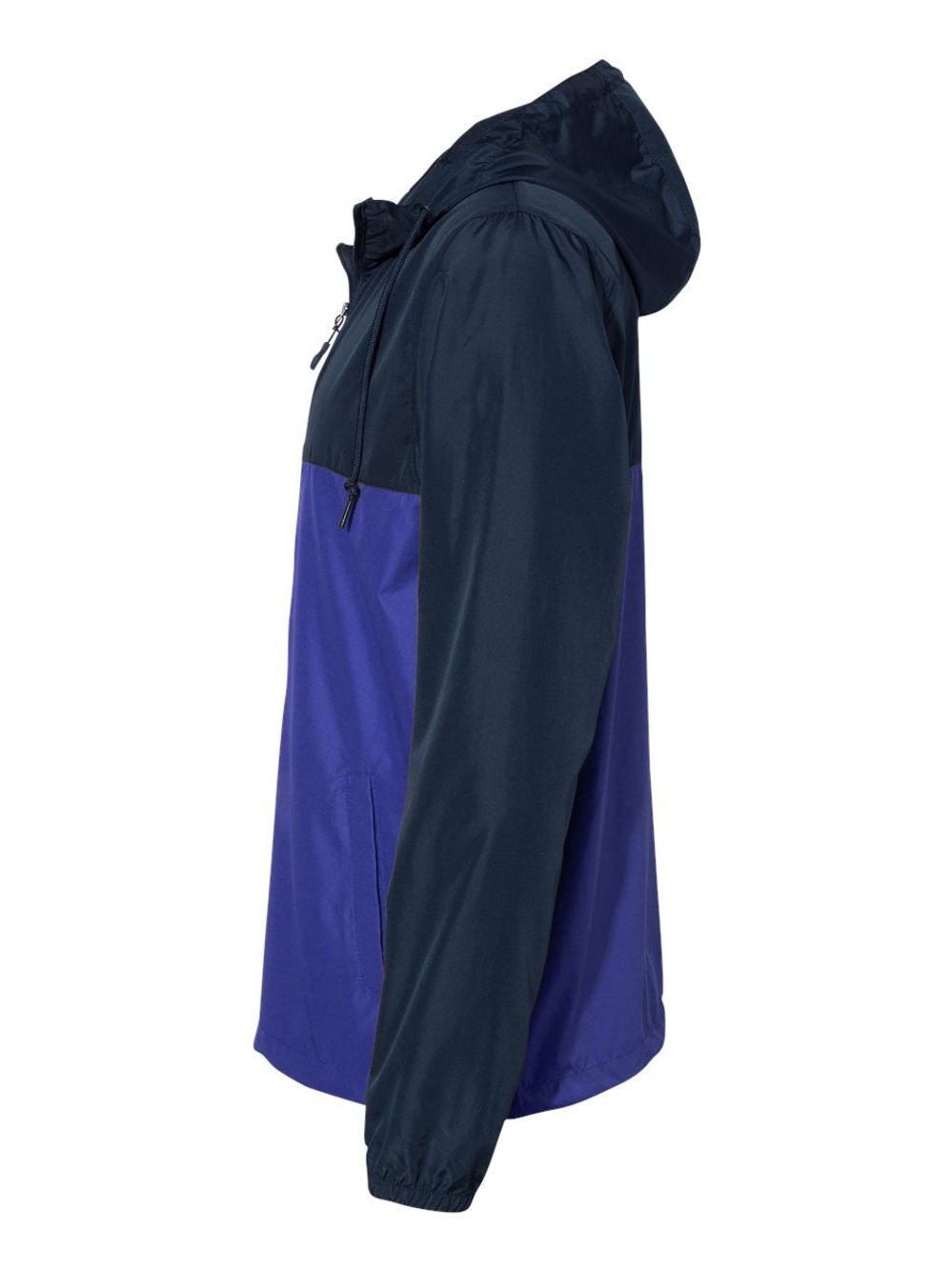 Men's Two-Tone Hooded Windbreaker Jacket - Navy & Royal Blue - Picture 6 of 7